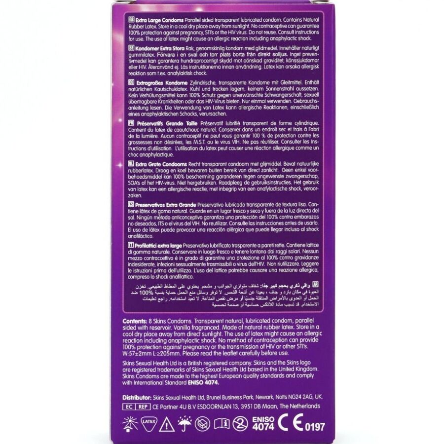 SKINS - PRESERVATIVOS EXTRA GRANDE PREMIUM PACOTE COM 8 - Image 4