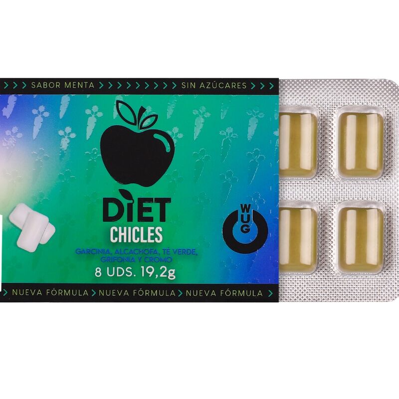 WUG DIET - GOMA DE HORTELÃ FUNCIONAL SEM AÇÚCAR, EM CARTELA COM 8 UNIDADES - Image 2