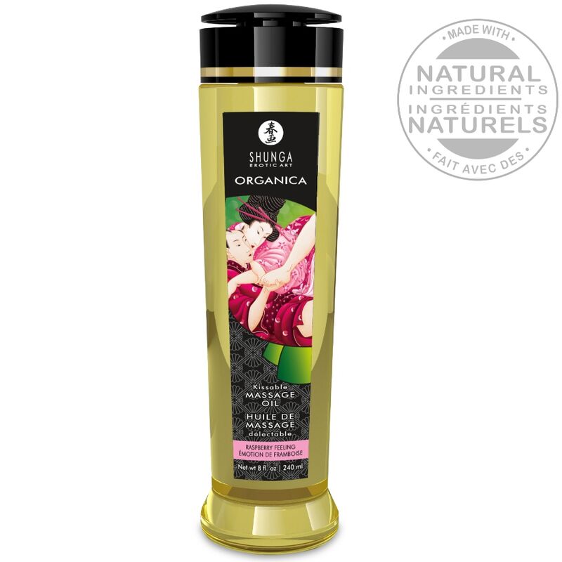 SHUNGA - ÓLEO DE MASSAGEM ORGÂNICO COM AROMA DE FRAMBOESA 240 ML - Image 2