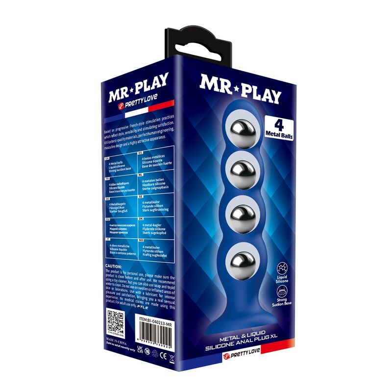 MR PLAY - PLUG ANAL COM 4 BOLINHAS DE METAL E VENTOSA AZUL - Image 3