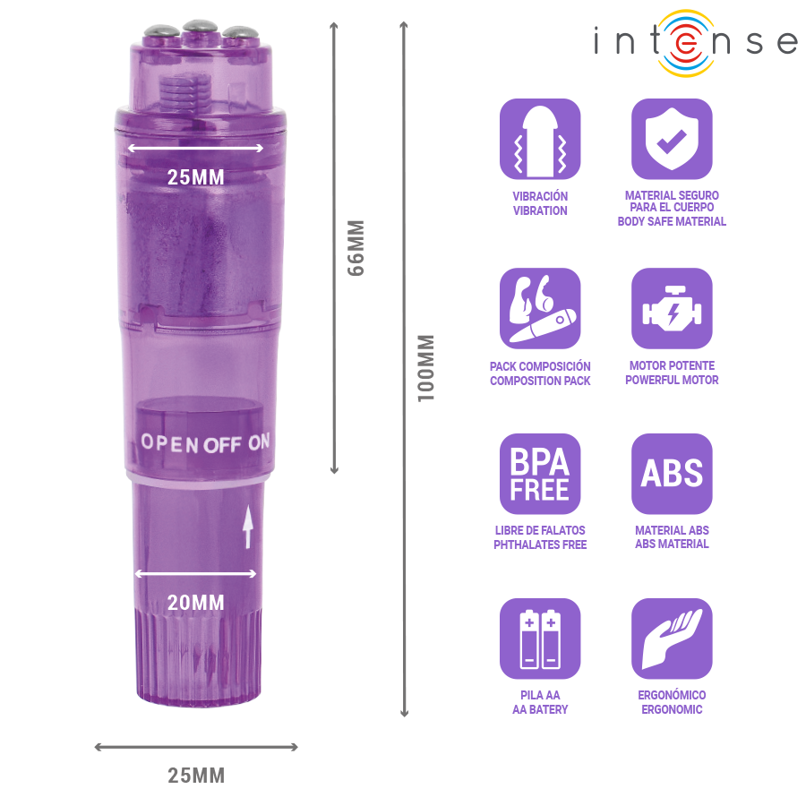 Mini Vibrador Intense Kurt Roxo com 4 Cabeças Intercambiáveis - Image 5