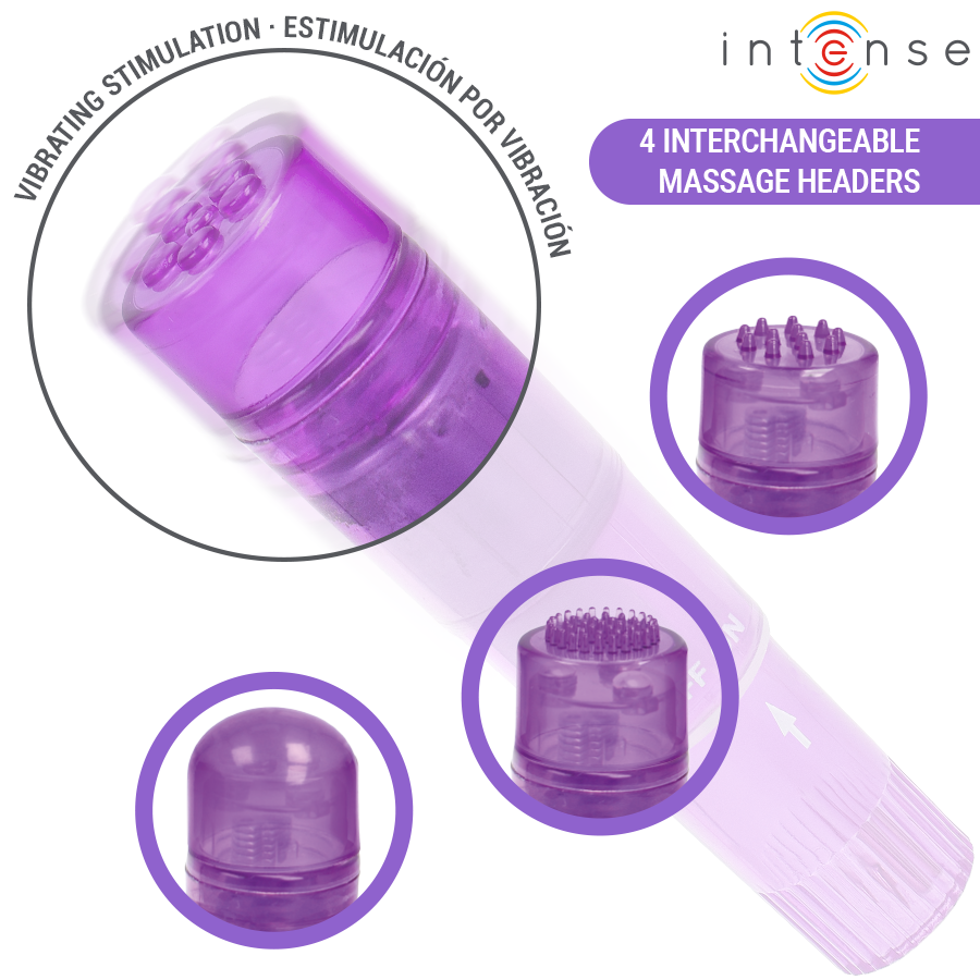 Mini Vibrador Intense Kurt Roxo com 4 Cabeças Intercambiáveis - Image 3