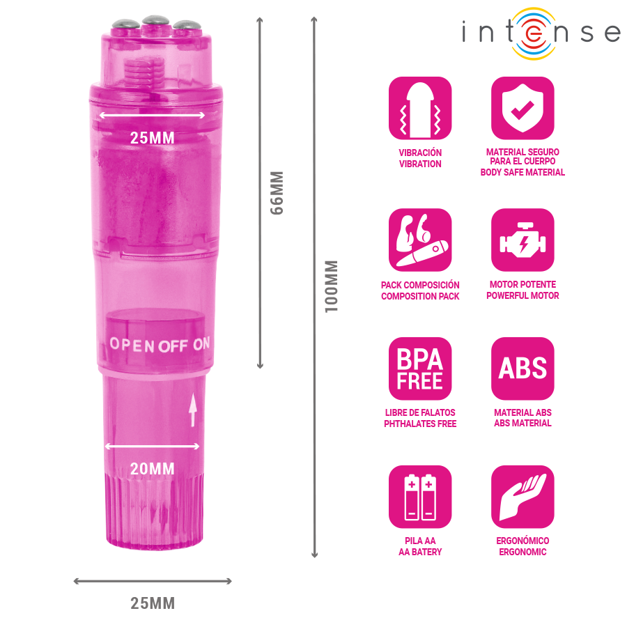 Mini Vibrador de Clitóris Intense Kurt Rosa com 4 Cabeças - Image 5