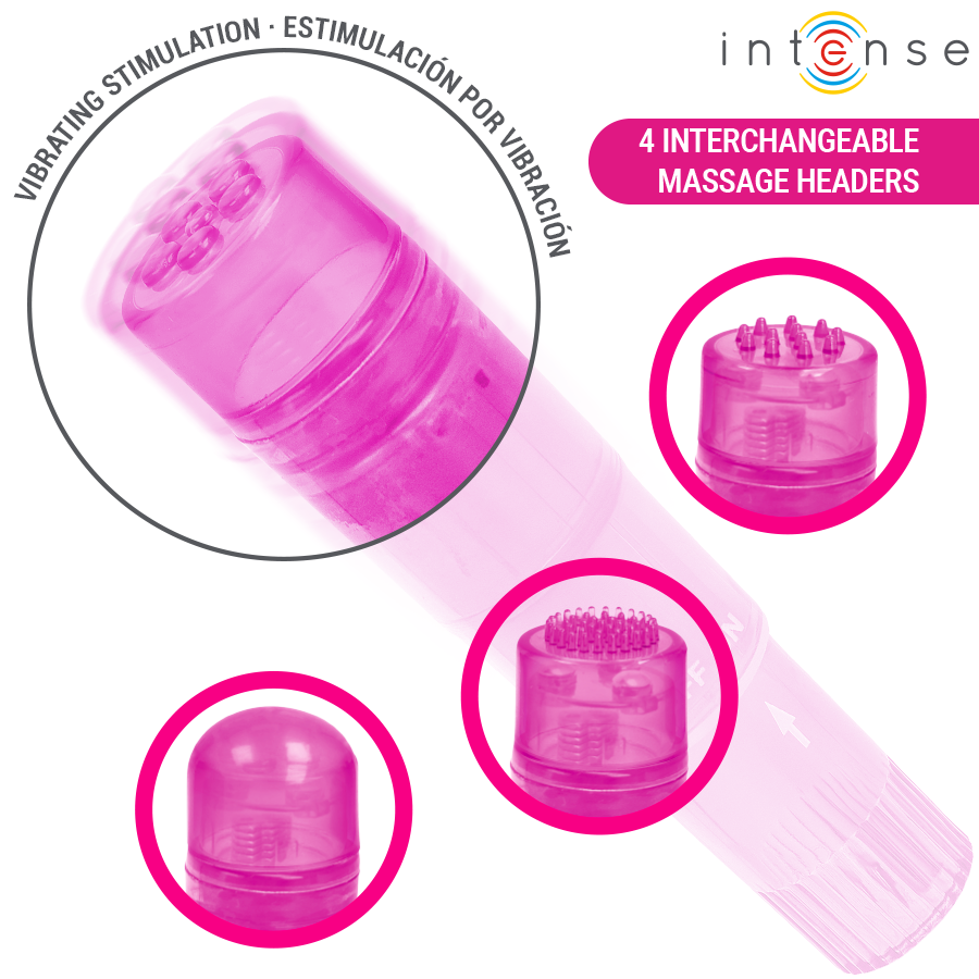 Mini Vibrador de Clitóris Intense Kurt Rosa com 4 Cabeças - Image 3